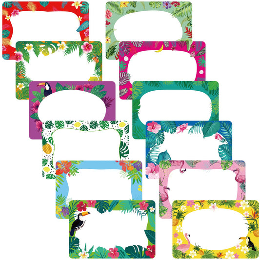 Containlol 240 Pcs Summer Name Tags Stickers, 3.5x2.4 Inch Self Adhesive Labels - Gift Wrapping, Back to School, Party Supplies, Camping, Home Office(Hawaii Style) Hawaii Style
