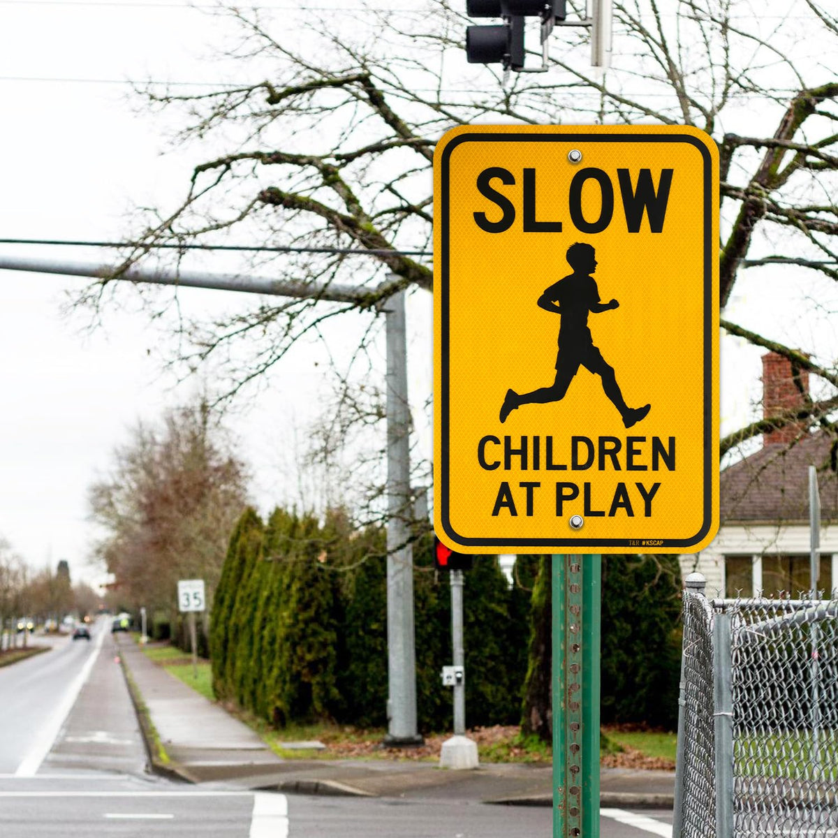 T&R (2 Pack) Slow Down Children At Play Sign, 18" x 12" Engineer Grade Reflective Sheeting, Rust Free Aluminum, Weather Resistant, Waterproof, Fade Resistant, 2 Pre-drilled Holes 18" x 12" - 2 Pack - Slow Down Children At Play