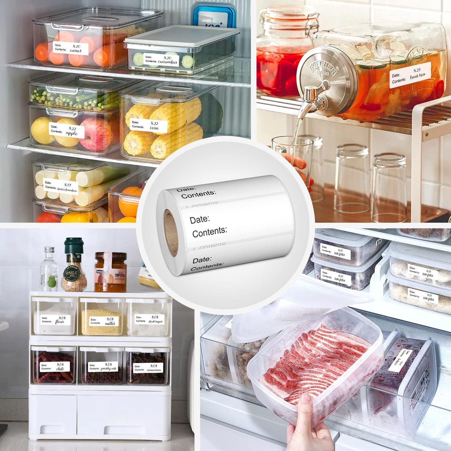500 Pcs 1" x 3" Freezer Refrigerator Food Labels, Removable Adhesive, Water Oil Resistant, No Residue Food Storage Containers Labels Perfect for Monitoring Your Food in Kitchen Freezer - Black