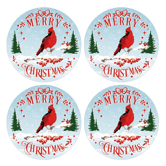 FLYAB 36PCS Cardinal Christmas Stickers Labels 1.5" Red Bird Christmas Gift Tags Stickers Cardinal Gifts Labels Stickers Christmas Stickers for Envelope Seal Gift Wrap Box Card Party Favors Supplies