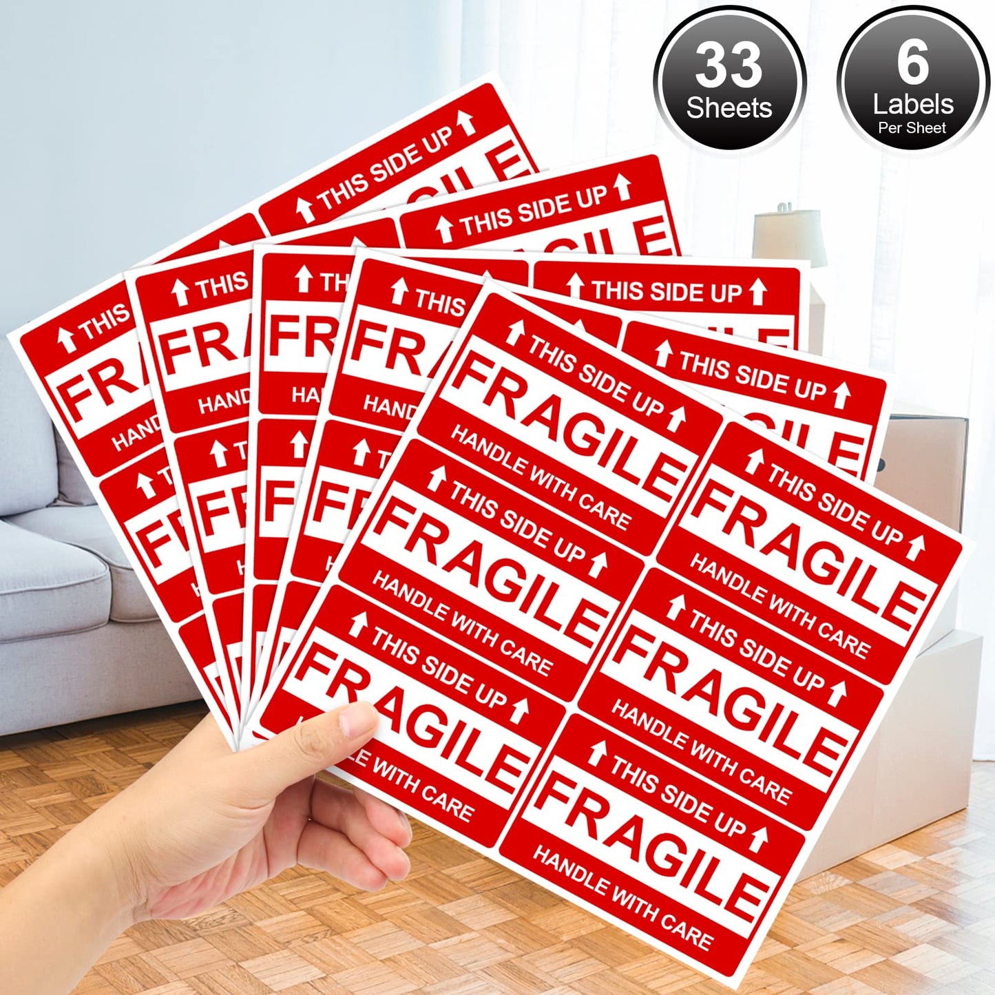 3x5 Inch Shipping Labels - 198 Pcs Strong Adhesive Handle with Care Stickers for Moving