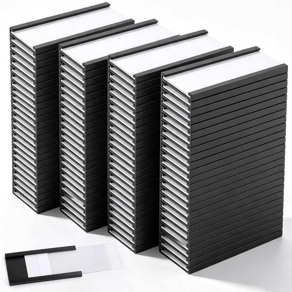 100 Pack Magnetic C Channel Label Holders for Metal Shelves
