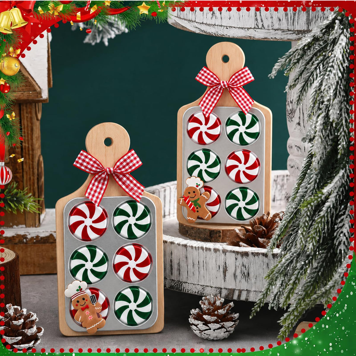 2 Pcs Gingerbread Cookie Tray Christmas Ornament Decoration