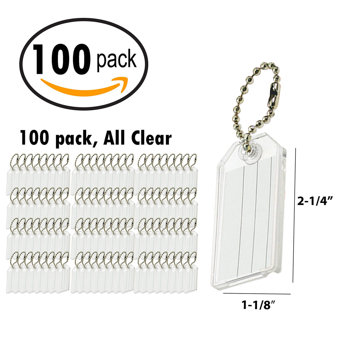 Lucky Line Key Tag w/Ball Chain Clear 100/box (2010010)