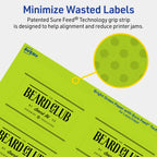 Avery Printable Rectangle Labels, Sure Feed Technology, 2" x 3", Bright Green Labels, Print-to-The-Edge, Laser/Inkjet Printable, 640 Total, Great for Mailing and Candles 640 labels