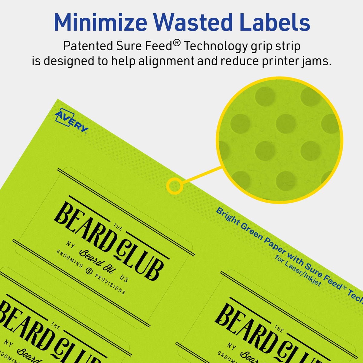 Avery Printable Rectangle Labels, Sure Feed Technology, 2" x 3", Bright Green Labels, Print-to-The-Edge, Laser/Inkjet Printable, 640 Total, Great for Mailing and Candles 640 labels