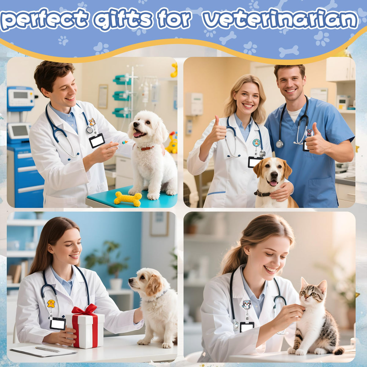 24Pcs Cute Vet Teach Badge Reel,Funny Retractable Veterinary ID Badge Holders Vet Teach Accessories for Coworker Office Hygiene Hygienist School Student Friend Graduation Vet Teach Week Gifts. Veterinarian