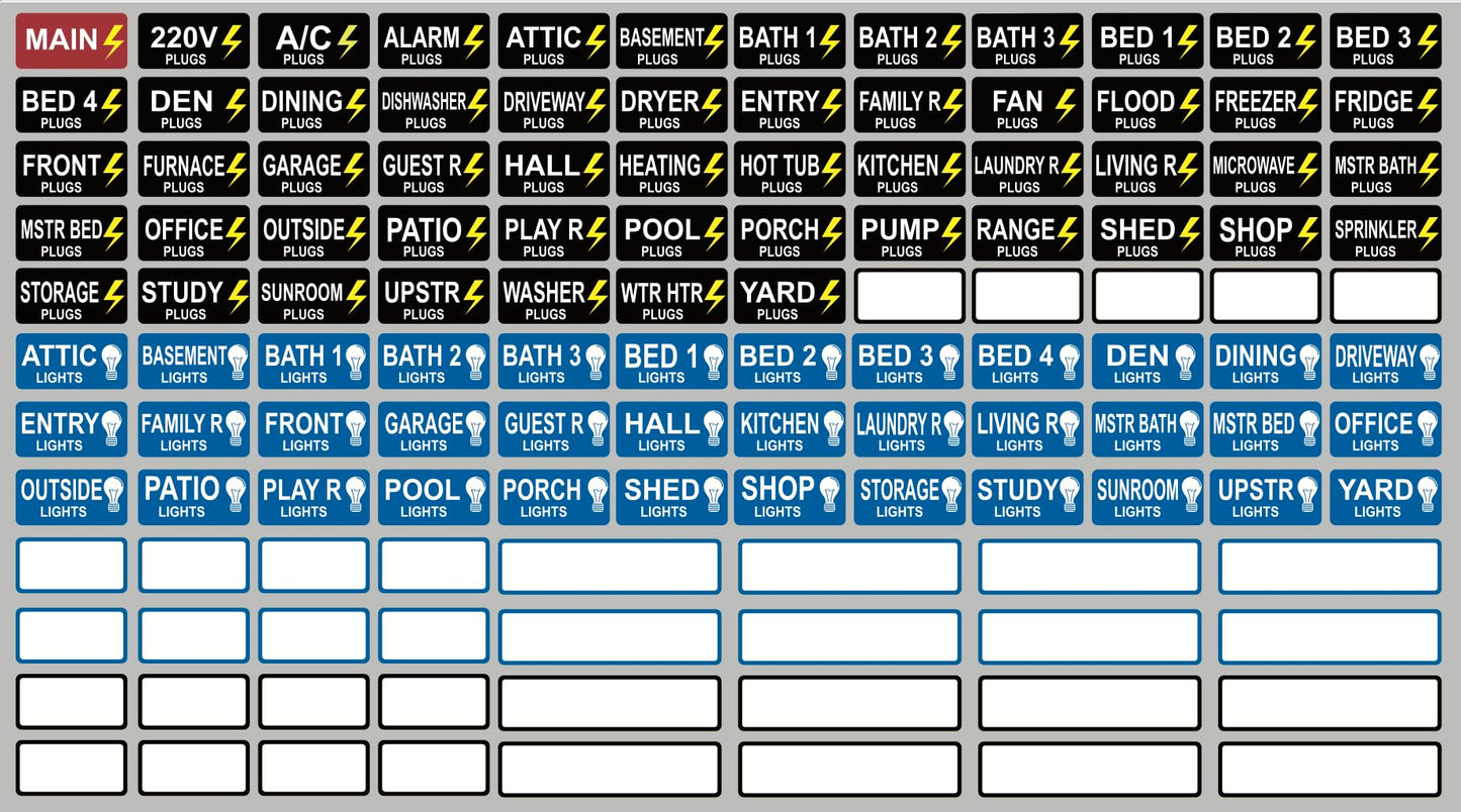Circuit Breaker Box Stickers Removable Stickers for Electrical Plugs and Lights Circuit Breaker 192 PCS