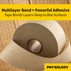 Ultra Durable Water-Activated Tape for Secure Packing. 2.75 in, 450 Ft Brown Kraft Gum Tape Provides Heavy Duty Adhesive for Packaging and Shipping. Fiberglass Reinforced for Extra Strong Bond. 1
