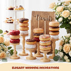 Gerrii 3 Pcs Wooden Donut Stand for Dessert Table 19.5"/17"/14.6" Farmhouse Unfinished Wood Donut Holder Display Stacker Detachable Rustic Dessert Table Tower for Birthday Party (Wood, Brown)