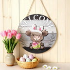 35 Pcs Christmas Interchangeable Highland Cow Welcome Sign, Dark Gray
