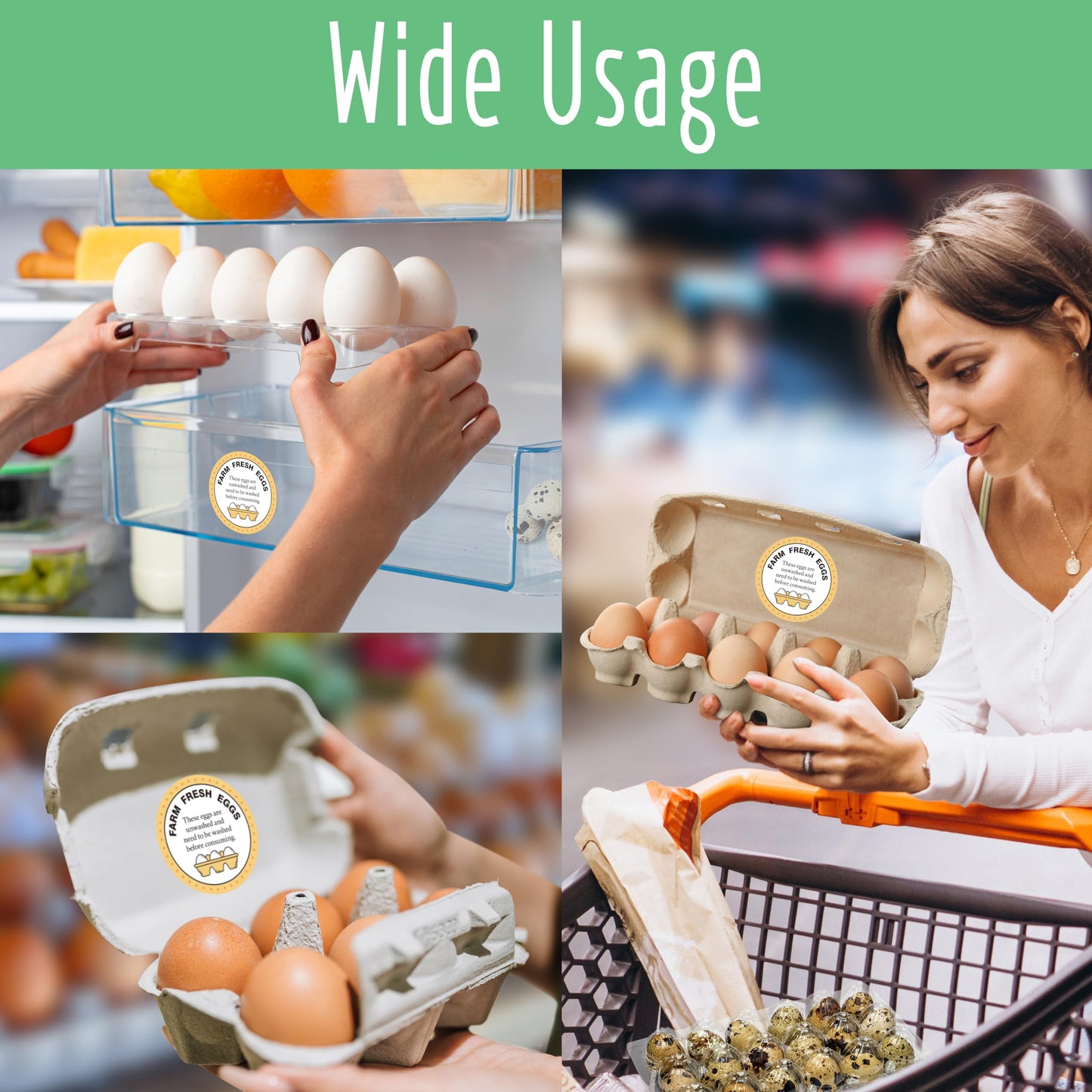 Farm Fresh Eggs Labels, 2 Inch Round Egg Stickers Self Adhesive Egg Packaging Stickers for Chicken, Quail, 600PCS Per Roll