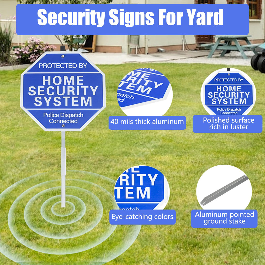 2 Pack 10" x 28" Home Security System Sign, Reflective & Rust Free Aluminum Home Security x2