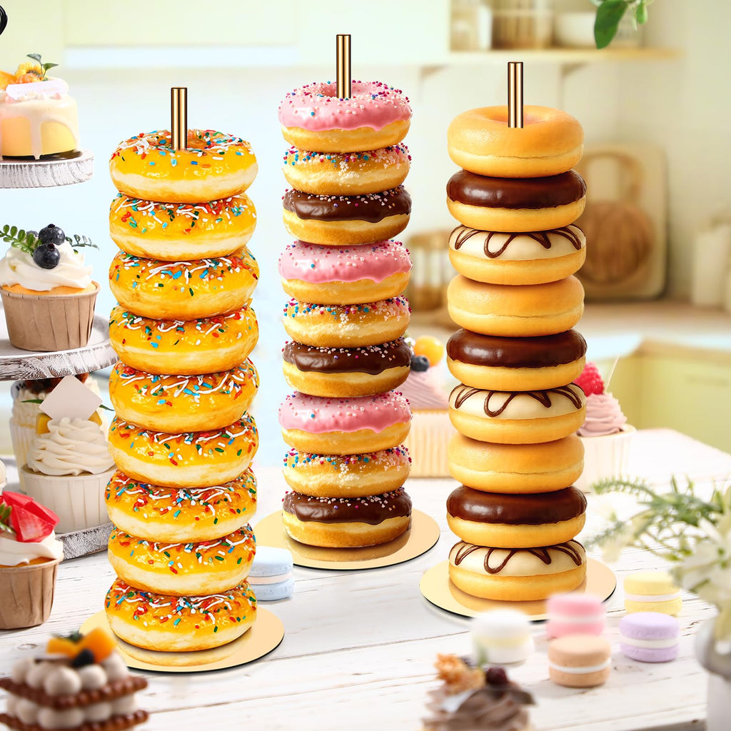 2 Pcs Metal Donut Display Stand Tower for Dessert Table, Gold 2