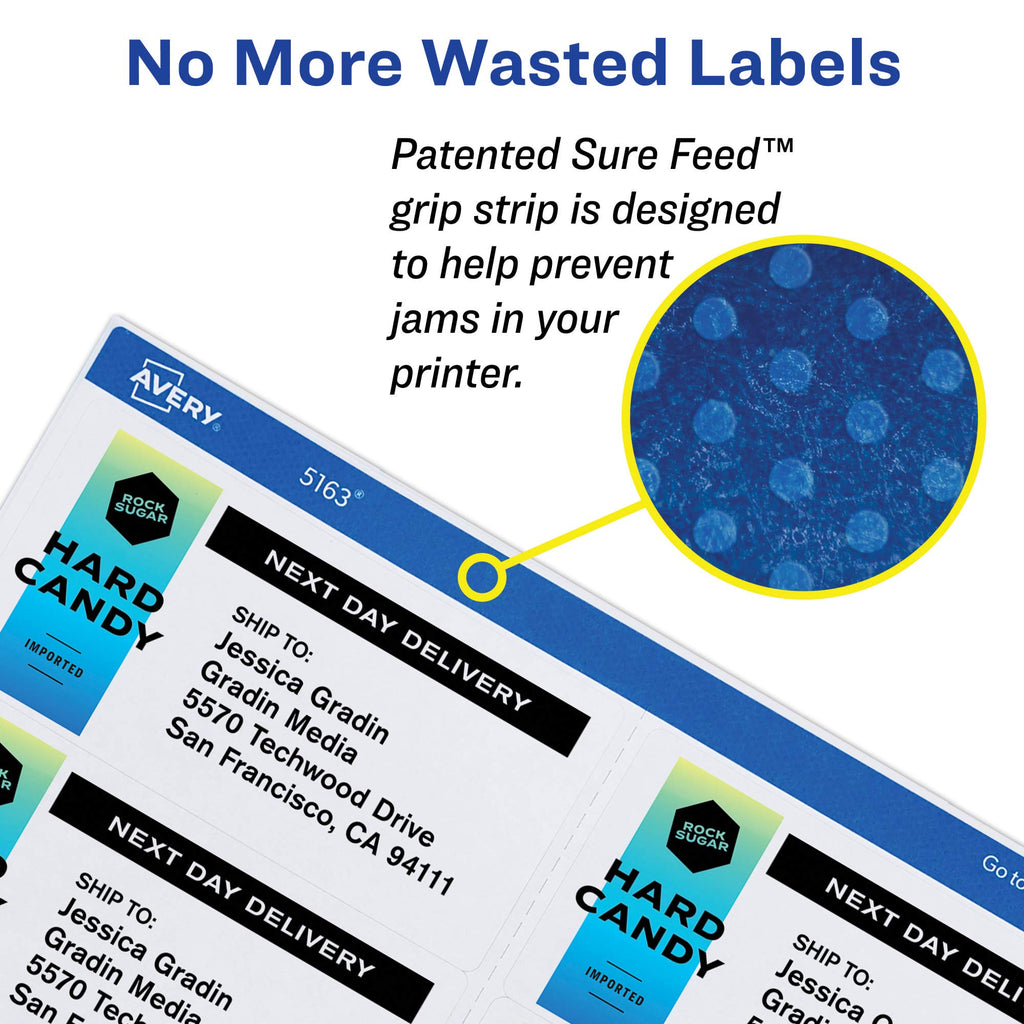 Avery® Print-to-the-Edge Printable Shipping Labels, 3" x 3.75", Matte White, Sure Feed® Technology, Laser & Inkjet Compatible, 150 Blank Labels, Great for Mailing, Branding, and More (6874) 1