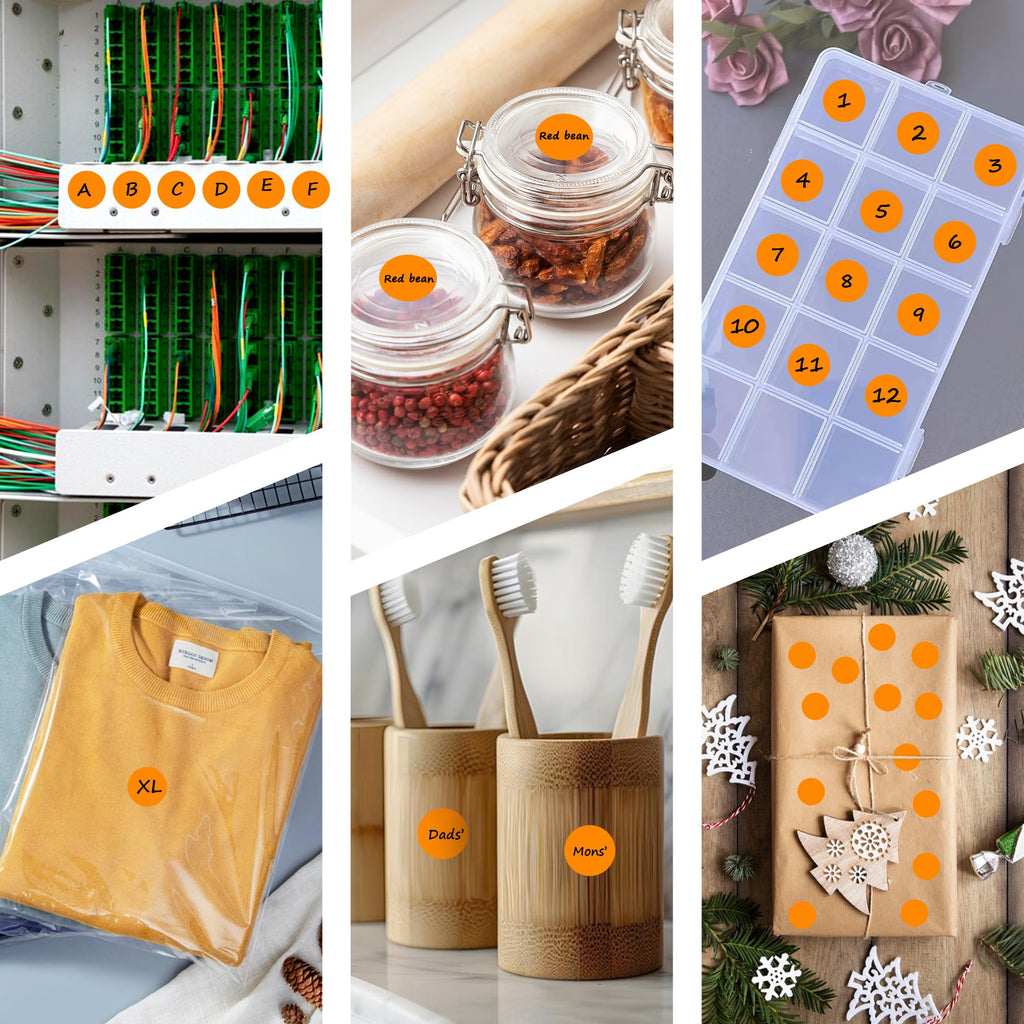 0.75 inch Colored Dot Stickers 4 Rolls 4000pcs Blue Round Marking Label Orange 10 Rolls-10000PCS