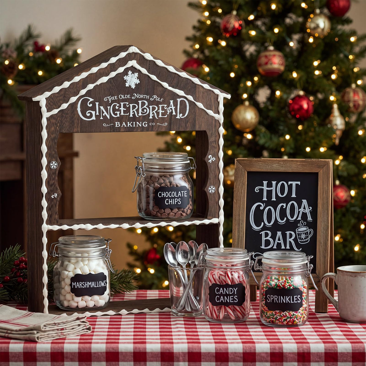 Christmas Gingerbread House Hot Cocoa Bar Wooden Storage Box