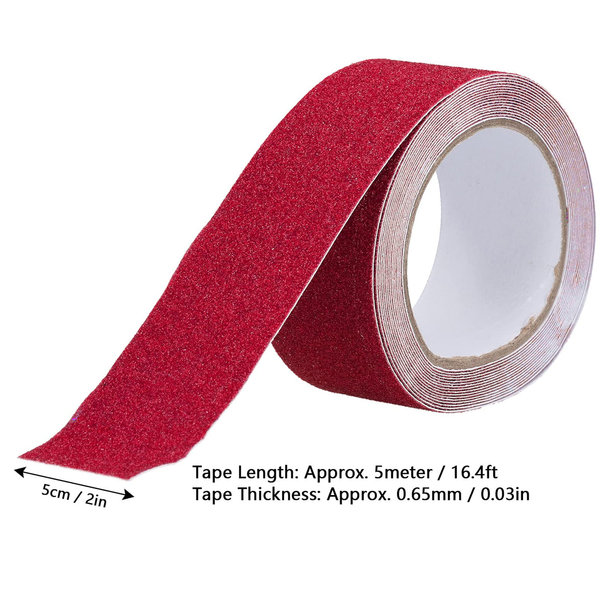 Tissting Anti Slip Grip Tape 2" x 16.4ft(Red) | Durable Adhesive Backing, Waterproof & Weatherproof, High-Traction Surface for Stairs, Ramps, Decks, Indoor/Outdoor Use Red