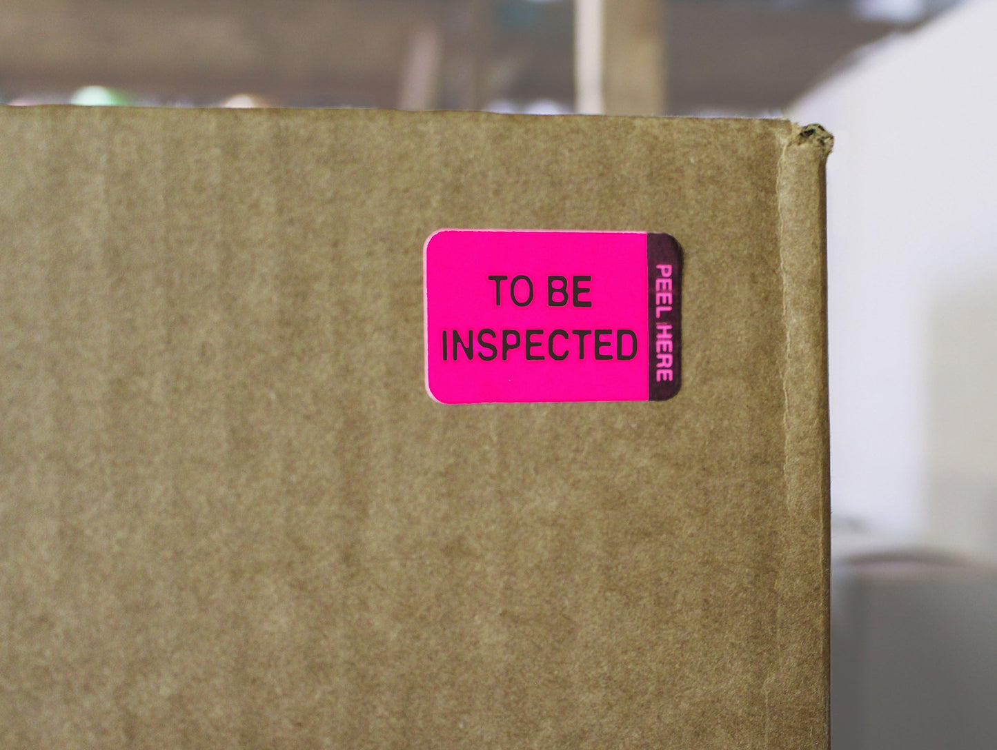 ChromaLabel 1 x 1.50 Inch Fluorescent Pink and Yellow Double Layer Quality Control Label, Imprinted: to Be Inspected, Inspected, 250 per Dispenser Box