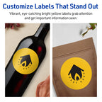 Avery® Printable Round Labels, Sure Feed® Technology, 3-1/2" Diameter, Bright Yellow Labels, Print-to-The-Edge, Laser/Inkjet Printable, 80 Total, Great for Packaging and Candles 80 labels
