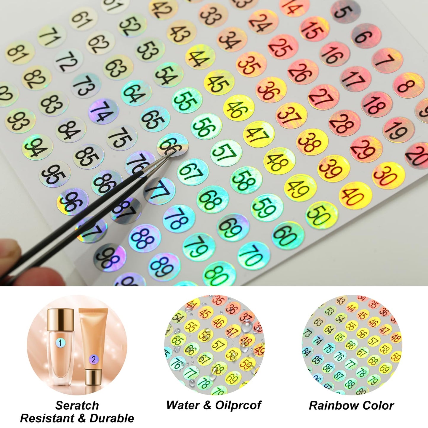 3 Sets Number Stickers (1-200), Waterproof Round Labels for Organizing Nail Polish Bottles, Nail Swatch Sticks, Lipstick 3 Set 1-200