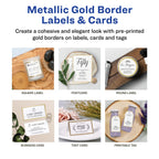 Avery Matte White Labels, Metallic Gold Borders, 3" Round Labels, 60 Total, Laser/Inkjet Printable (6544) 10 Sheets 3"
