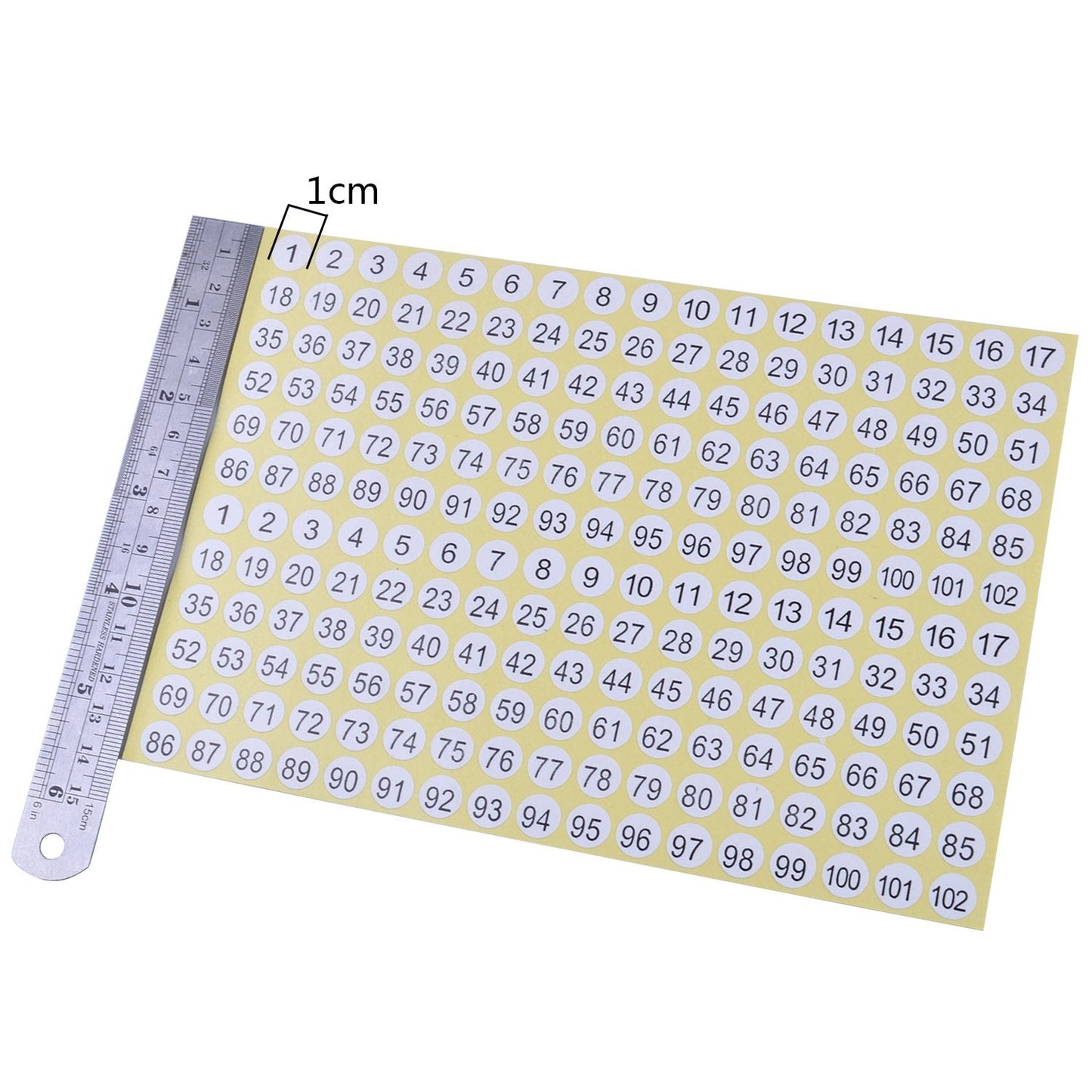 BronaGrand Number Stickers 1 to 102 Round Self Adhesive Stickers Label Inventory Storage Stickers, 3060 Stickers/15 Sheets Back