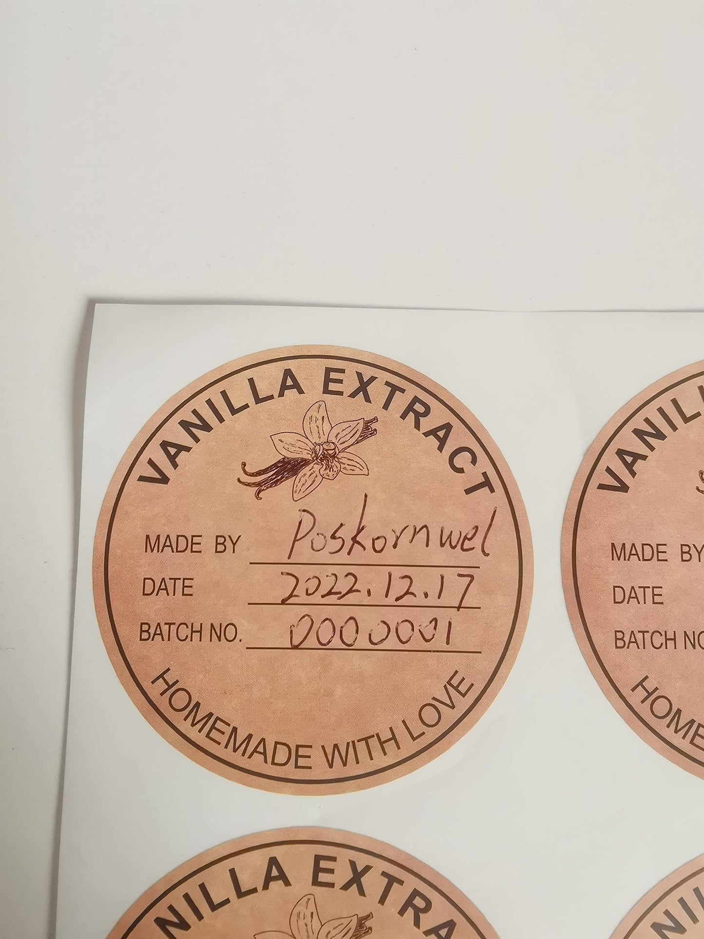 2 Inch 300 PCS Vanilla Extract Labels for Homemade Bottles, Kitchen Pantry, Jar - Stickers for Handcrafted Vanilla
