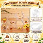 Xuhal 10 Pcs Acrylic Honeycomb Decorations, 5 Sizes Clear Hexagon Stands
