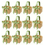 MDEOOSKY 12 Pcs Mini Woven Baskets with Handles, Suitable for Flower Girl Gifts, Ideal for Wedding Favors and Birthday Decorations (Sage Green) Sage Green