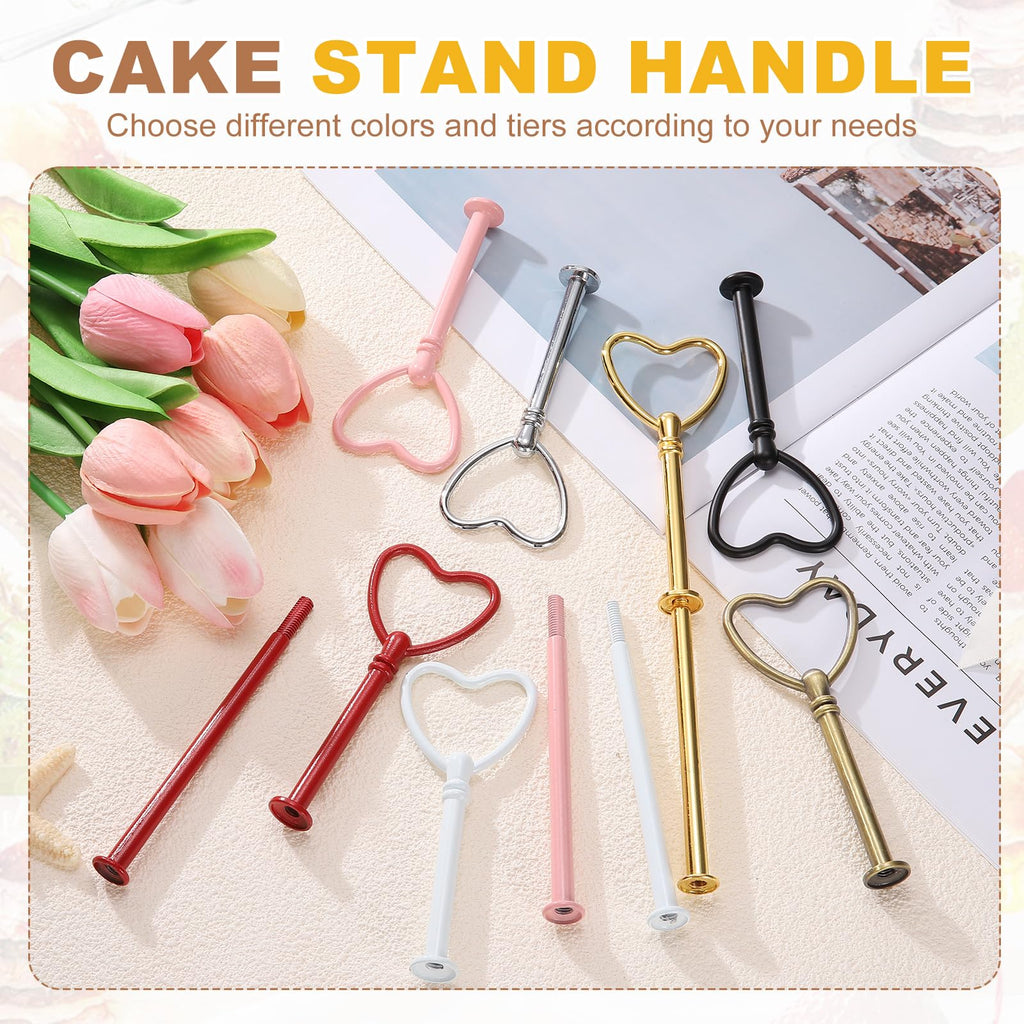 METALLIXITY 2-Tiers Cake Tray Stand Handle Metal Bronze Heart Shape 2 Set