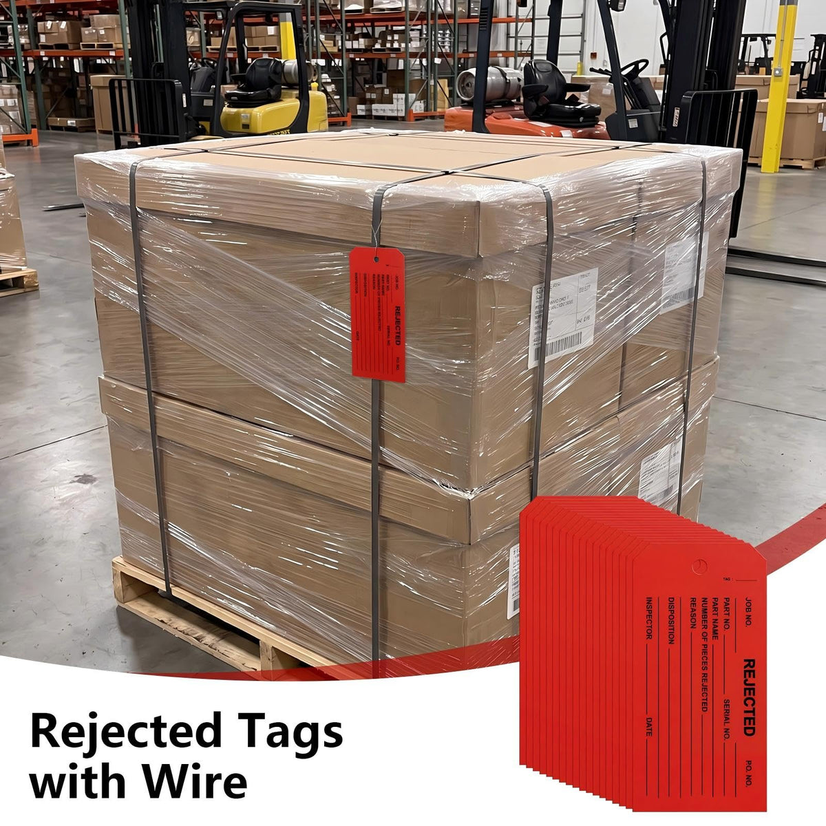 200 Pack Red Rejected Tags with Wire Product Inspection Tags