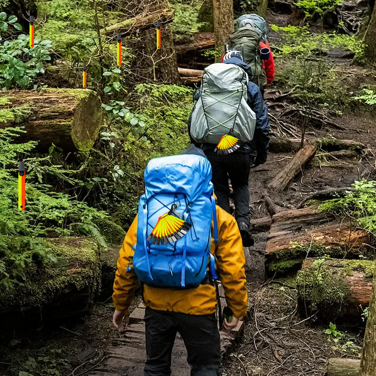 Little World 48-Pack High Visibility Reflective Trail Markers - 4" Fluorescent Orange Clips for Hunting, Hiking & Outdoor Navigation
