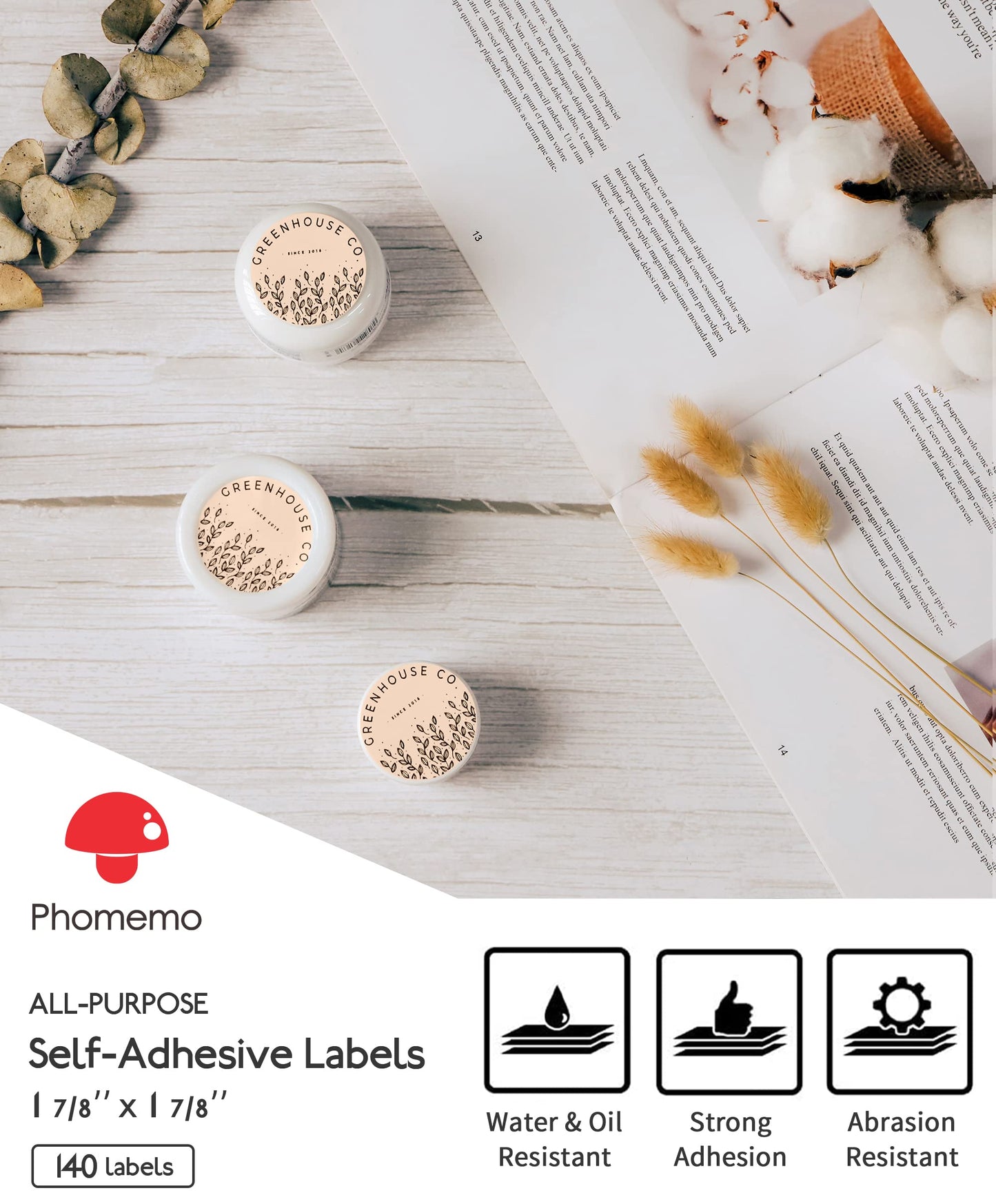 [140 pcs] Phomemo Labels Round Series for M110/M220/M221: Khaki, 1.97''(50mm), 140 Labels/Roll, Original, All-Purpose Thermal Adhesive, for Name, Logo, etc, Also Made for Phomemo M120/M200 Labeler Khaki, 1.97'' (50mm) 1 Roll