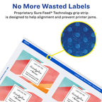 Avery® Glossy White Rectangle Labels, Sure Feed® Technology, 2-1/3" x 3-3/8", 150 Glossy White Labels, Print-to-The-Edge, Permanent Adhesive, Laser/Inkjet Printable 150 labels