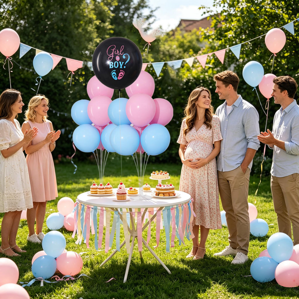 4 Sets Gender Reveal Balloons Stand Kit for Table Pink Blue