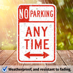 Brimar 12"x18" No Parking Any Time Signs -Weatherproof, Rust Free Aluminum - UV Protected - Perfect for Driveways, Indoor & Outdoor Use 12x18" Double Arrow (Rust-Free)