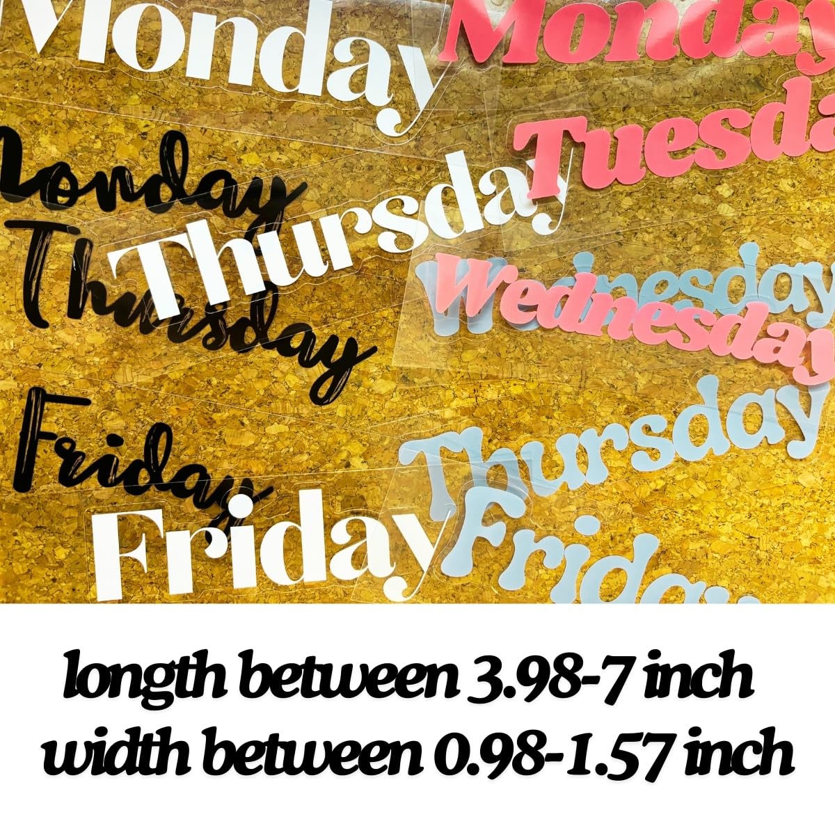 20PCS Days of The Week Stickers for Drawers,Large Day Labels for Clothes Organizer No Magnet, Big Monday Through Friday Weekday Plastic Bin Planner Whiteboard Decals Teacher Classroom