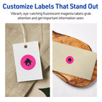 Avery® Printable Round Labels, Sure Feed® Technology, 1/2" Diameter, Neon Magenta Labels, Print-to-the-Edge, Laser/Inkjet, 3,080 Total, Great for Price Stickers and Mailing Seals 3,080 labels