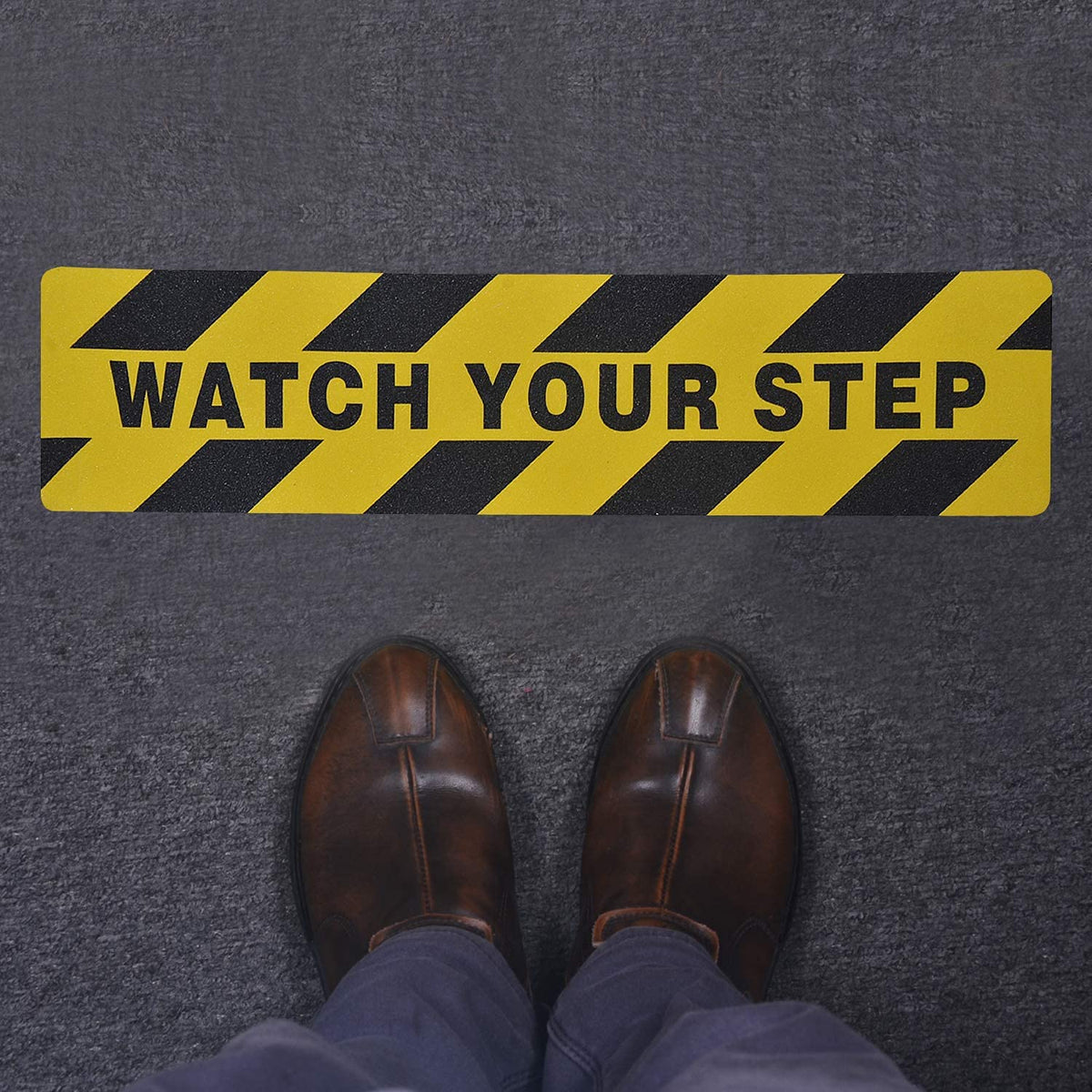 6" x 24" Watch Your Step Floor Tape Anti Slip Warning Sign Sticker Adhesive Non- Slip Abrasive Decal for Workplace Home Safety Wet Floor Caution - 4 Pack 6" x 24" / 4 pieces