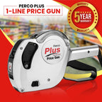 Perco Plus 1-Line Price Marking Gun with Labels Kit - Compares to Monarch 1131-01 Band Includes 1-Line 8-Character Band Price Labeler Gun, 9,000 Blank White Labels, a Label Scraper, and an Extra Inker Price Gun Kit