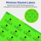 Avery Printable Rectangle Labels, Sure Feed Technology, 1-1/4" x 1-3/4", Neon Green Labels, Laser/Inkjet Printable, 1,280 Total, Great for Jars and More 1,280 labels