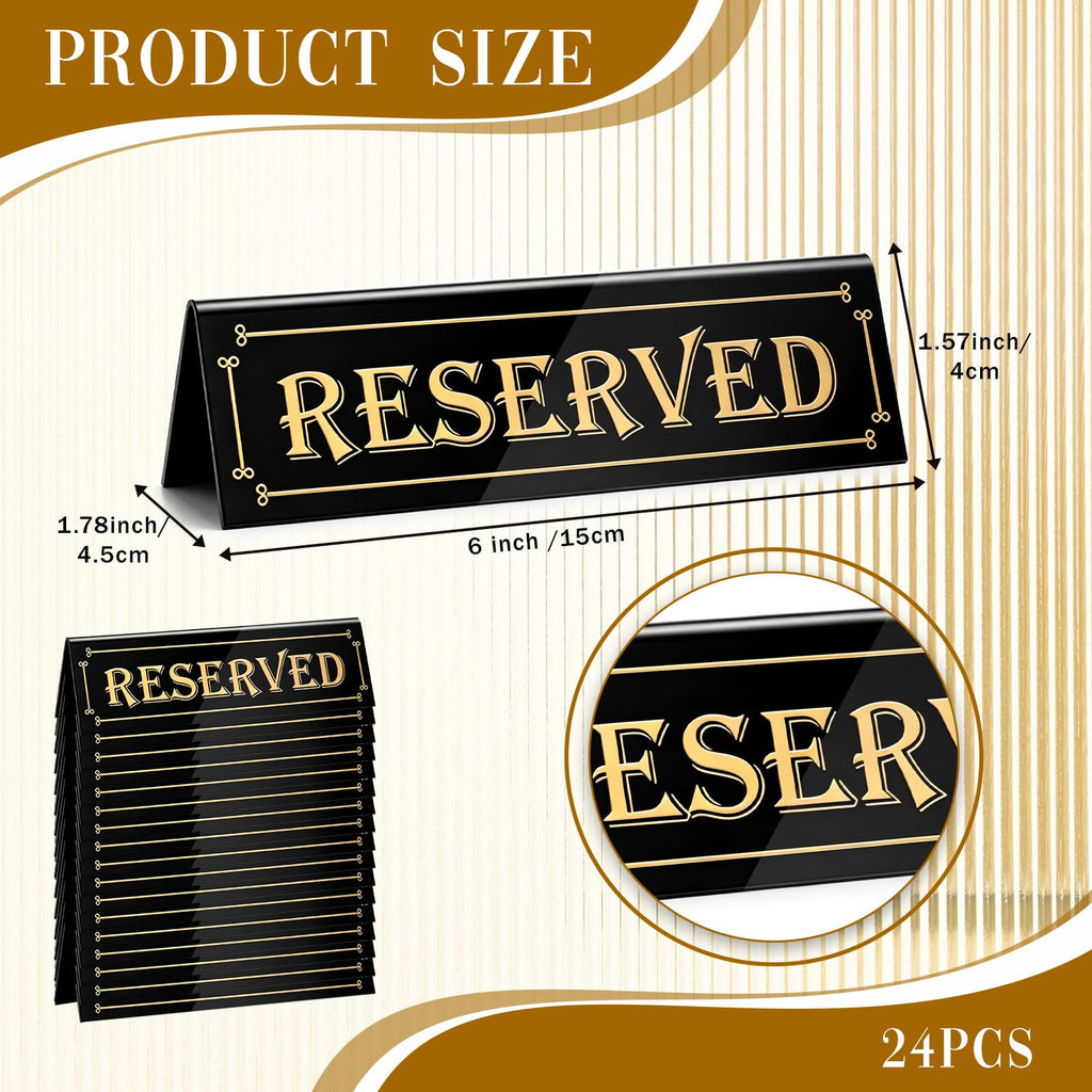 24 Pcs Acrylic Reserved Table Signs for Wedding Double Sided