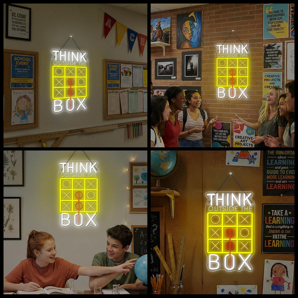 Horseneon Think Outside The Box Neon Sign Classroom Neon Light for Student