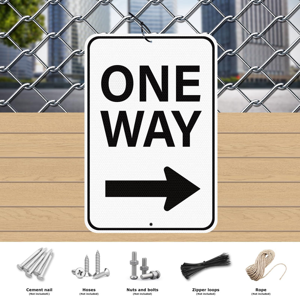 2 Pack One Way Sign with Right Arrow 18 × 12 Inches