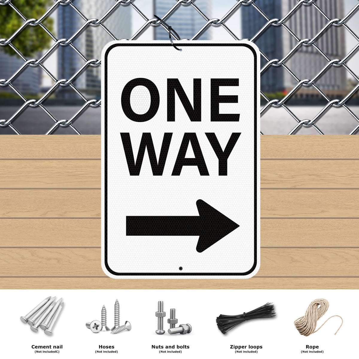 2 Pack One Way Sign with Right Arrow 18 × 12 Inches