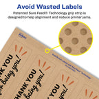 Avery® Kraft Brown Rectangle Labels, Sure Feed® Technology, 9.75" x 1.25", 125 Kraft Brown Labels, Print-to-The-Edge, Laser/Inkjet Printable 125 labels
