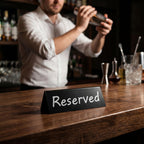 6 Pack Acrylic Reserved Table Signs for Wedding Party Restaurant - Double Sided Reserved Tent Sign for Tables Chairs - Wedding Accessories Guest Reservation Sign - 7.9 x 2.7 Inches - Black White Words Black Background