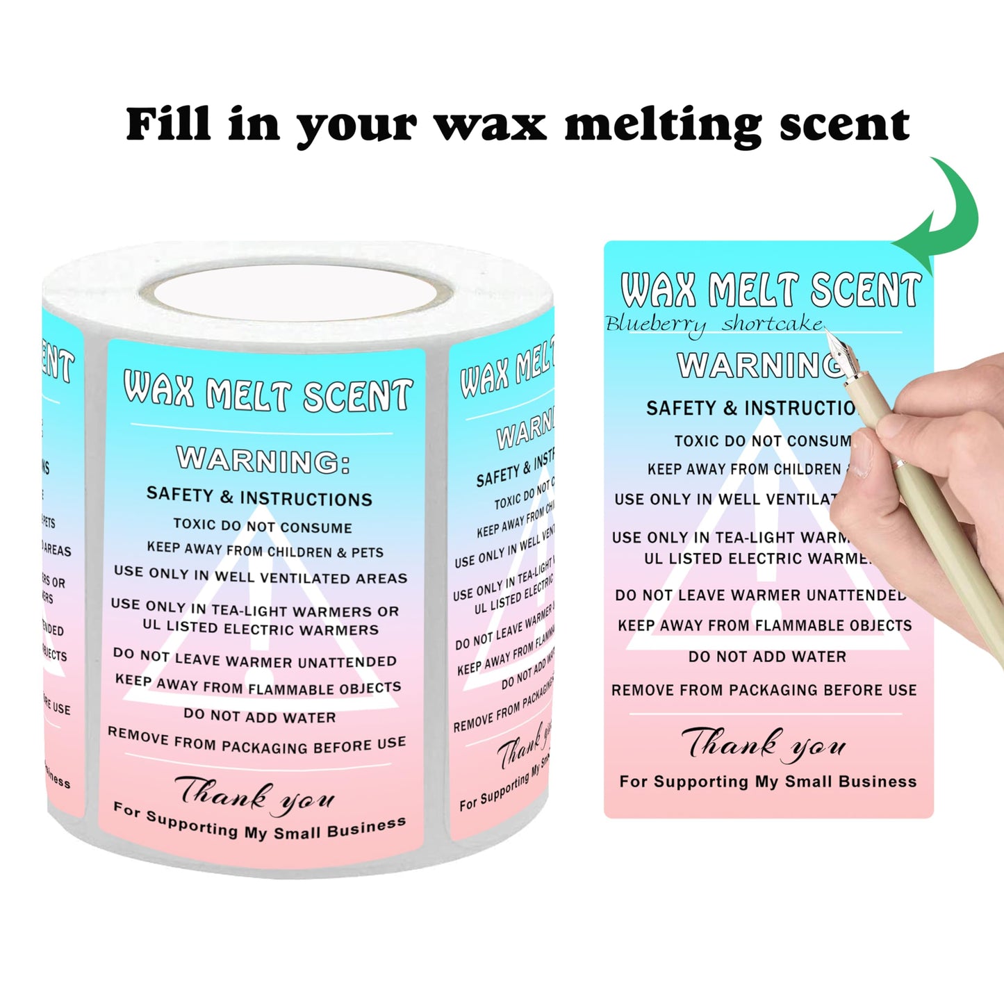 Wax Melt Scent Safety Instruction Stickers 2 x 3.5” Consultant Stickers Candle Jar Container Safety Labels for Soy Making Molds 200pcs