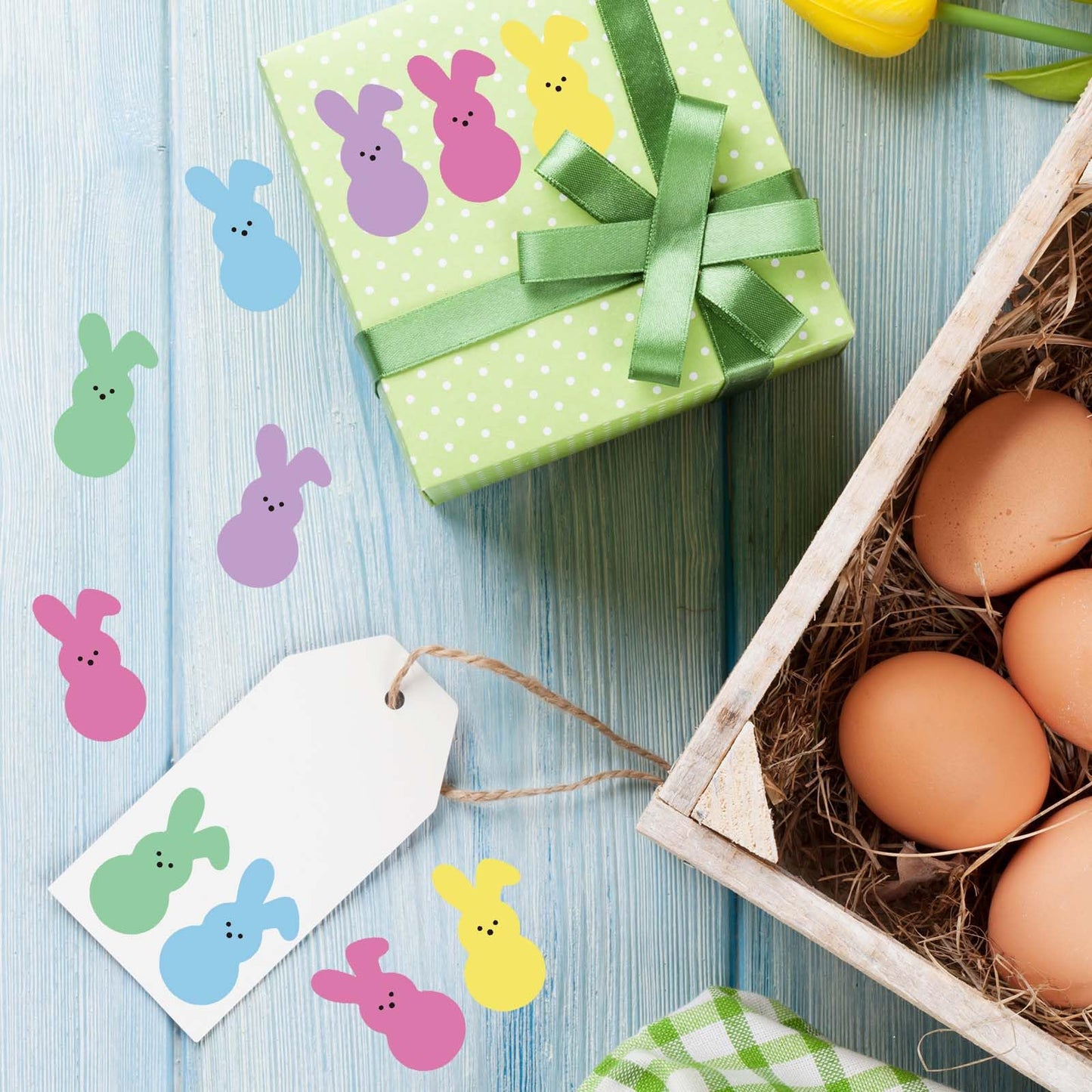 Whaline 1000Pcs Colorful Bunny Stickers Easter Bunny Stickers in Roll Rabbit Pattern Label Self-Adhesive Stickers for Easter Holiday Party Boxes Cards Seal Envelopes, 5 Colors